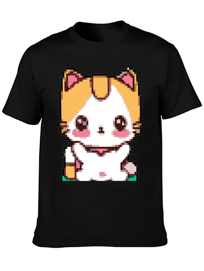 Pixel Cat T-Shirt - Cute Anime Kitten Design