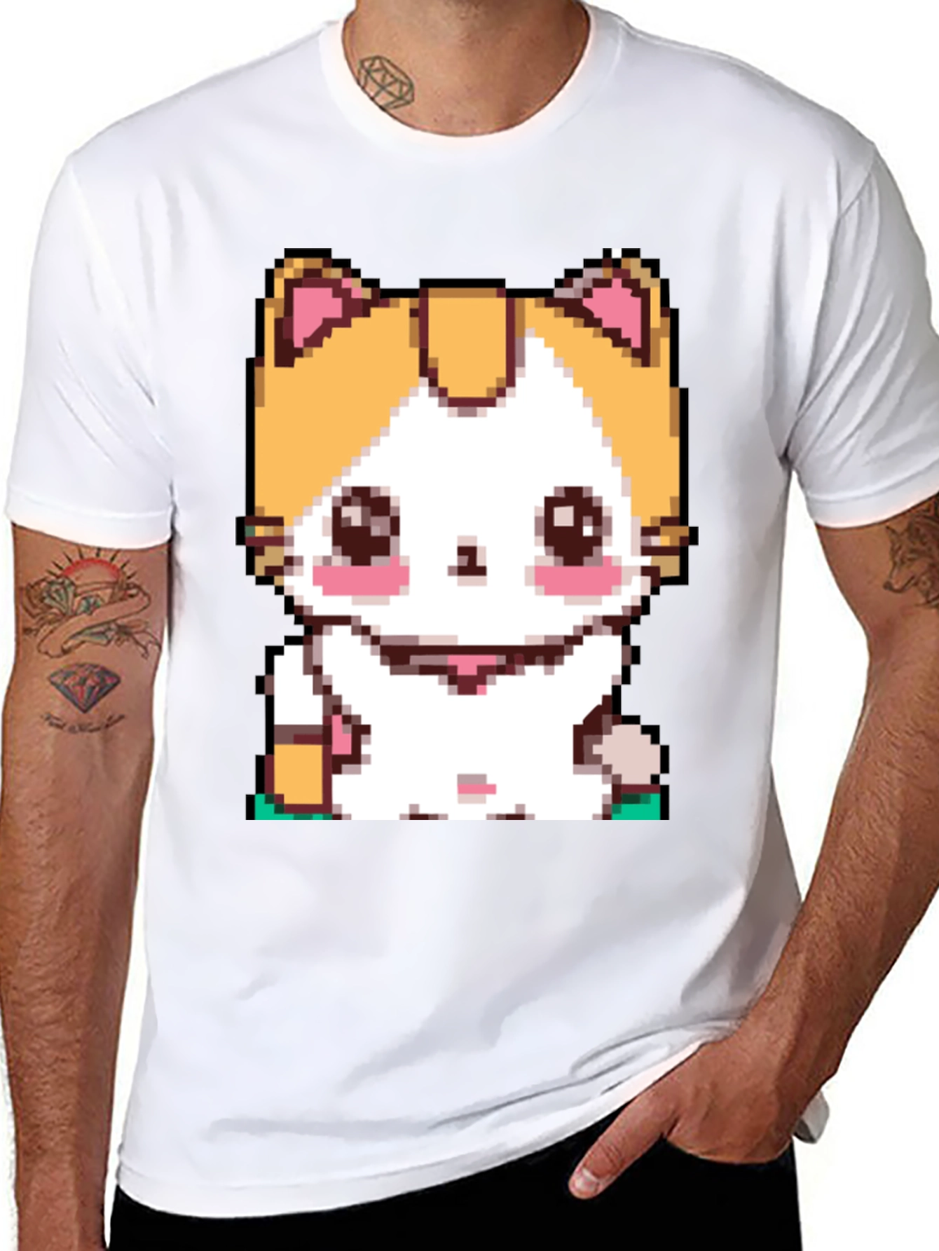 Pixel Cat T-Shirt - Cute Anime Kitten Design