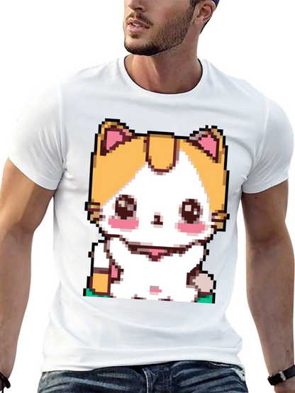 Pixel Cat T-Shirt - Cute Anime Kitten Design