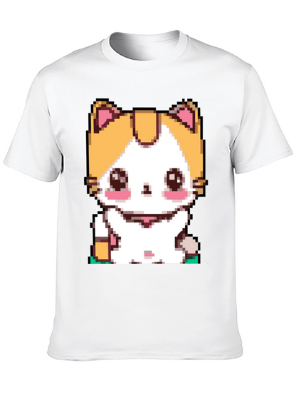 Pixel Cat T-Shirt - Cute Anime Kitten Design