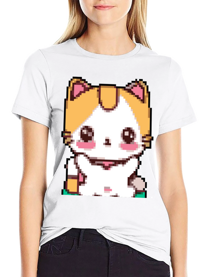 Pixel Cat T-Shirt - Cute Anime Kitten Design
