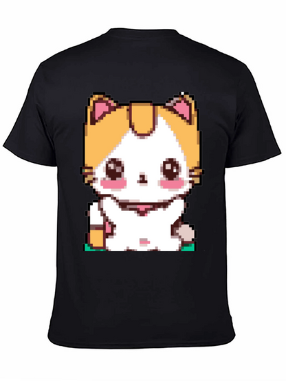 Pixel Cat T-Shirt - Cute Anime Kitten Design