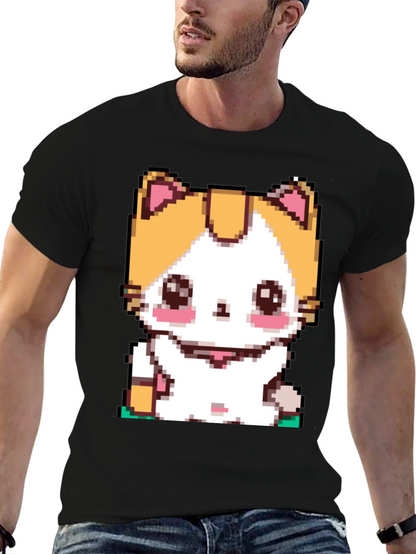 Pixel Cat T-Shirt - Cute Anime Kitten Design