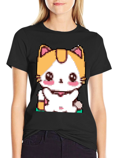 Pixel Cat T-Shirt - Cute Anime Kitten Design