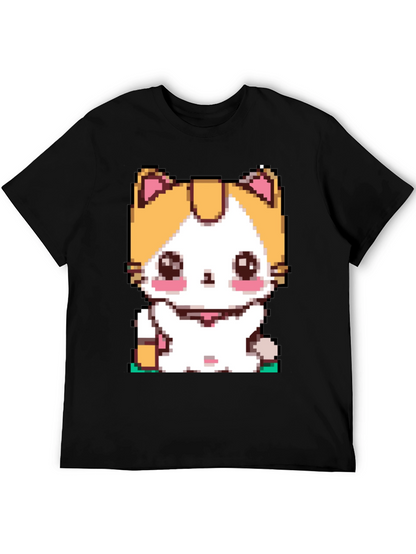 Pixel Cat T-Shirt - Cute Anime Kitten Design