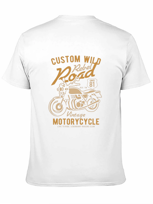 Vintage Motorcycle Graphic T-Shirt - Custom Wild Rebel Road Tee
