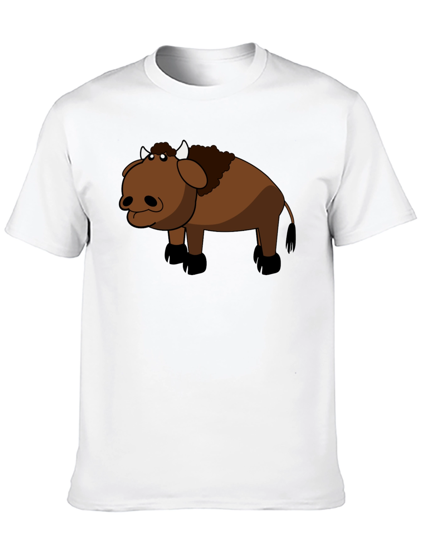 Cartoon Buffalo Graphic Black T-Shirt