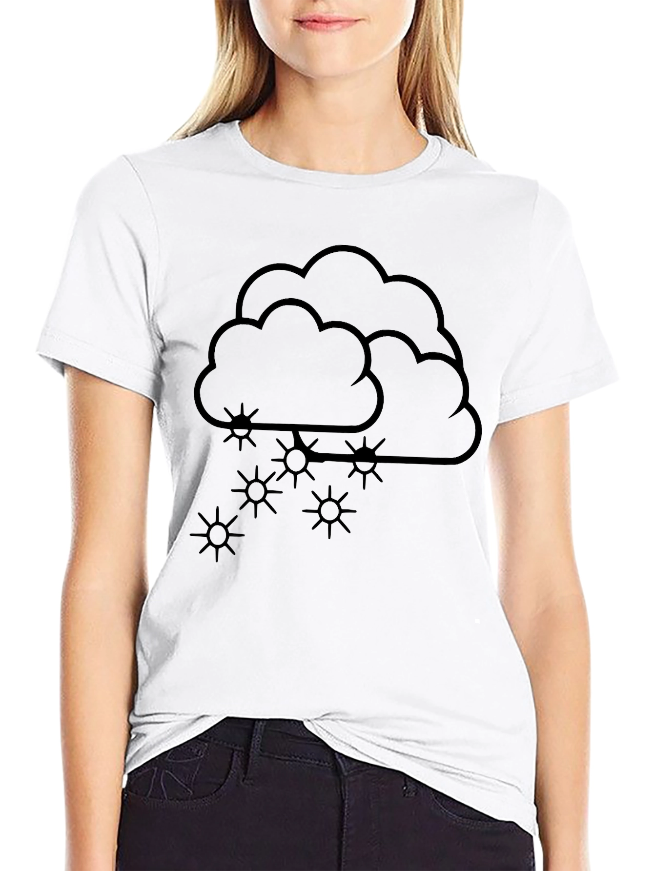 Snowy Cloud Graphic Tee - Weather Print Shirt