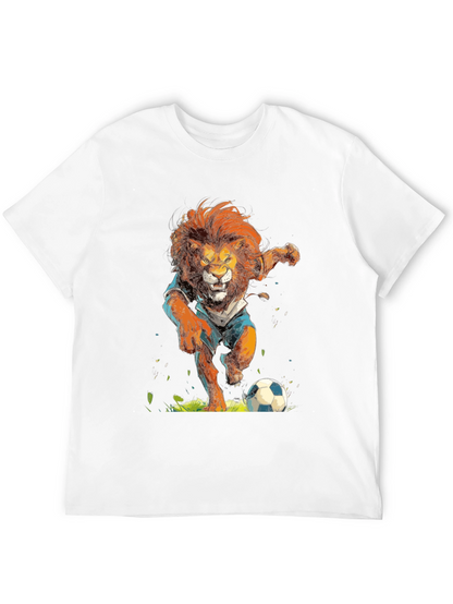 Lion Soccer T-Shirt - Black Graphic Tee