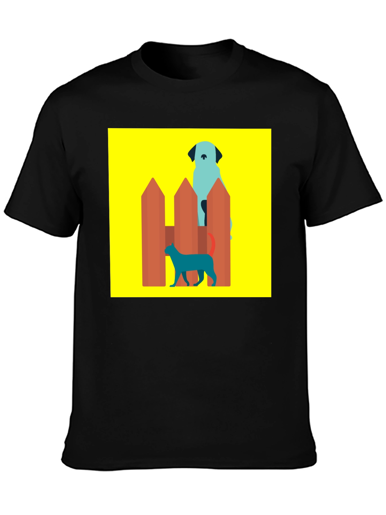 Dog and Cat Behind Fence T-Shirt