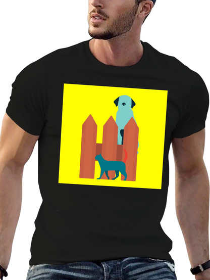 Dog and Cat Behind Fence T-Shirt