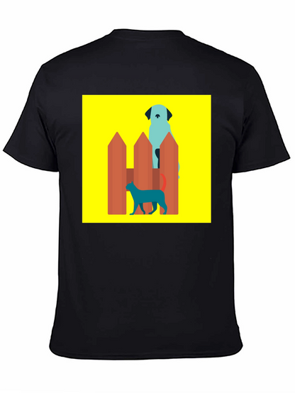 Dog and Cat Behind Fence T-Shirt