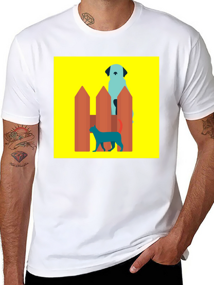 Dog and Cat Behind Fence T-Shirt