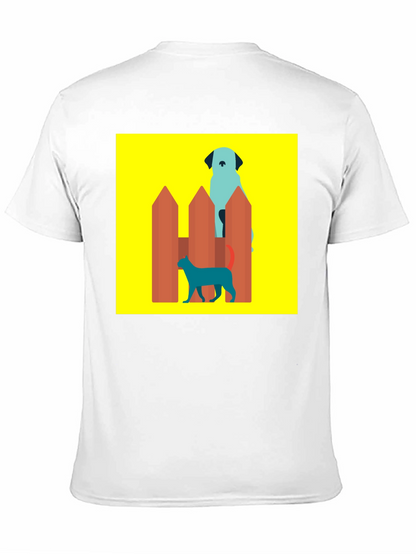 Dog and Cat Behind Fence T-Shirt