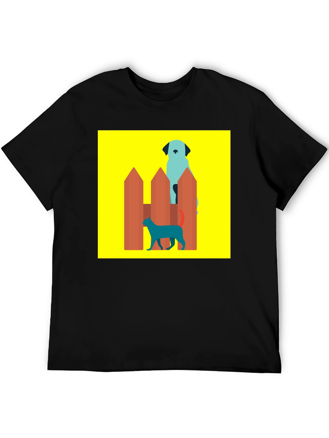 Dog and Cat Behind Fence T-Shirt