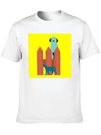 Dog and Cat Behind Fence T-Shirt