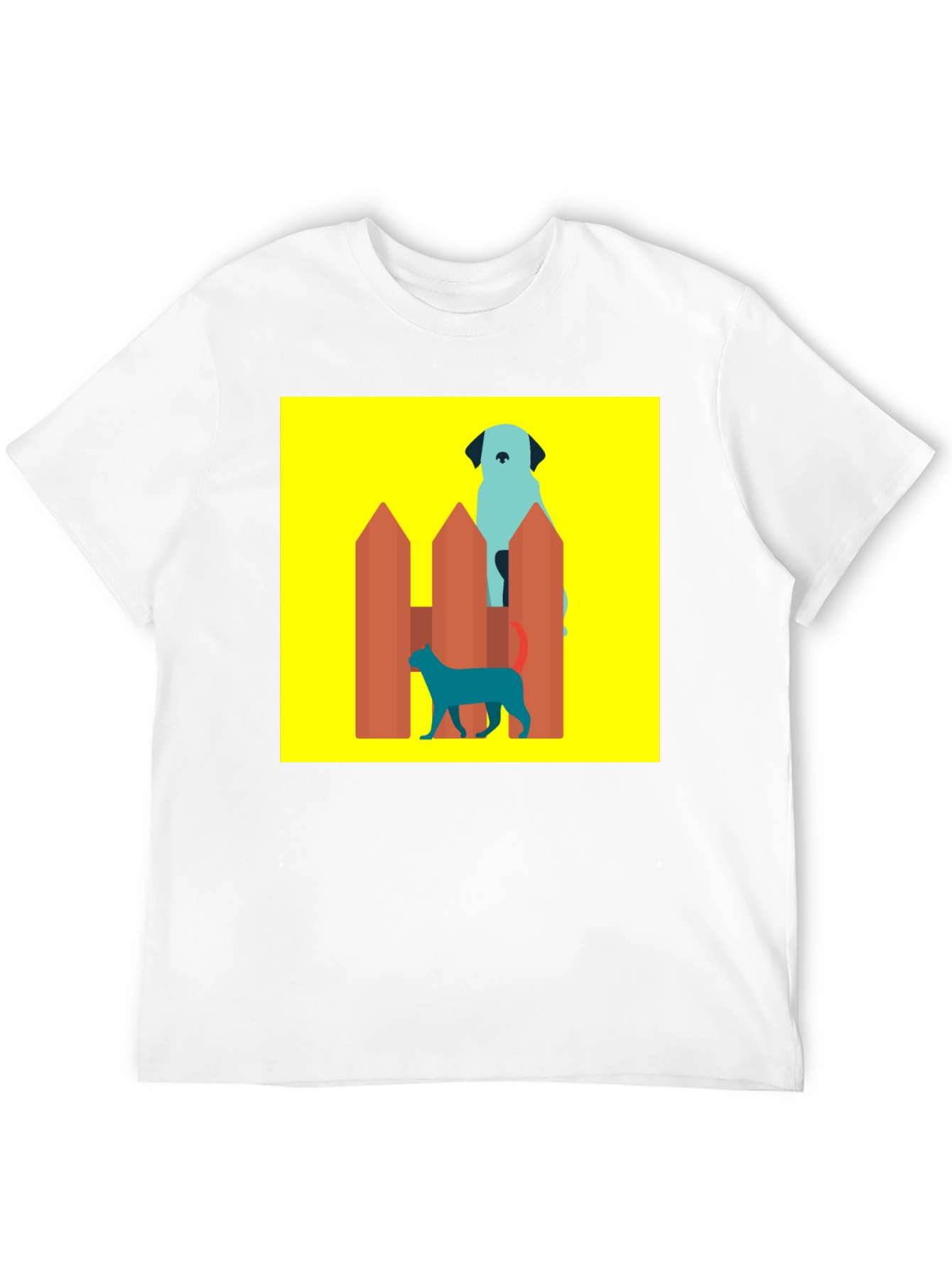 Dog and Cat Behind Fence T-Shirt