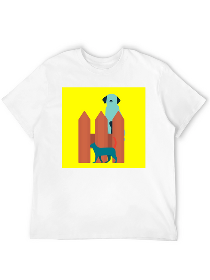 Dog and Cat Behind Fence T-Shirt
