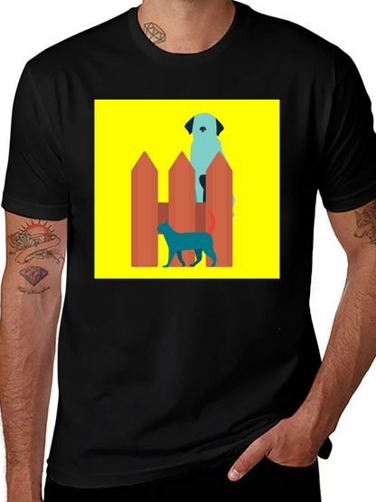 Dog and Cat Behind Fence T-Shirt