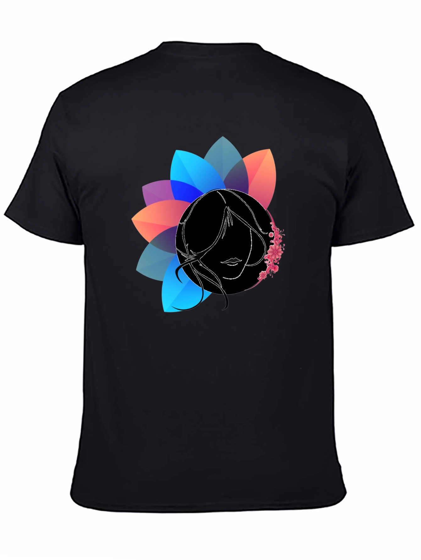Floral Silhouette Graphic Black T-Shirt