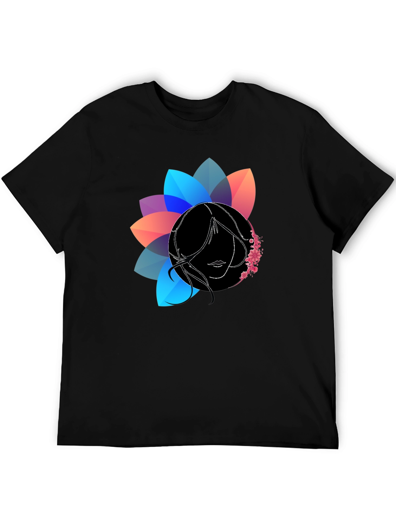 Floral Silhouette Graphic Black T-Shirt