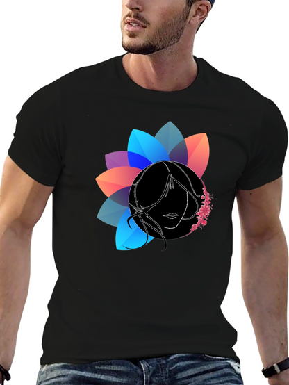 Floral Silhouette Graphic Black T-Shirt