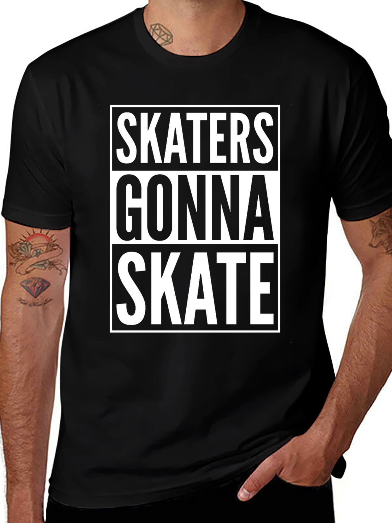 Skaters Gonna Skate Graphic Tee - Black Cotton T-Shirt
