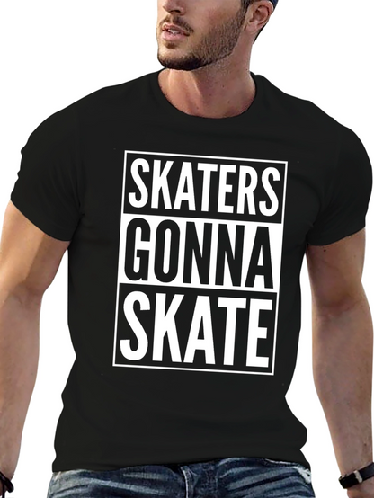 Skaters Gonna Skate Graphic Tee - Black Cotton T-Shirt