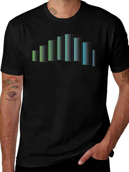 Gradient Bars Graphic Black T-Shirt