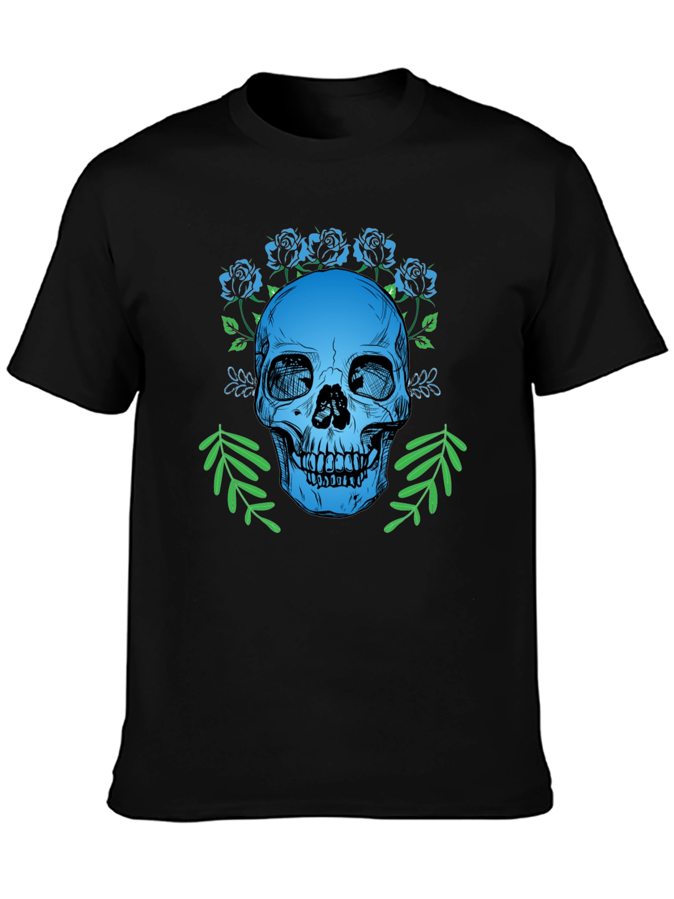 Skull & Roses Graphic T-Shirt - Gothic Style Tee
