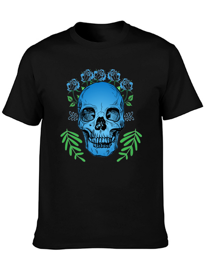 Skull & Roses Graphic T-Shirt - Gothic Style Tee
