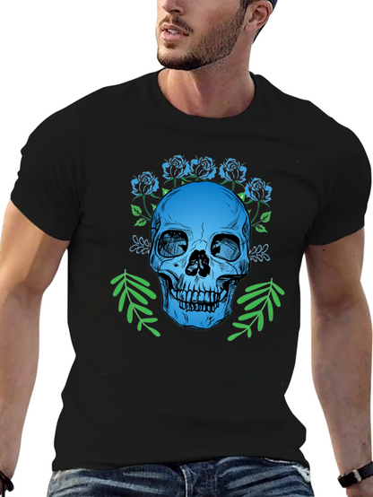 Skull & Roses Graphic T-Shirt - Gothic Style Tee