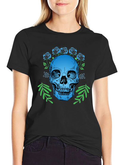 Skull & Roses Graphic T-Shirt - Gothic Style Tee