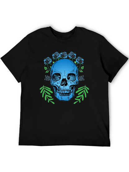 Skull & Roses Graphic T-Shirt - Gothic Style Tee