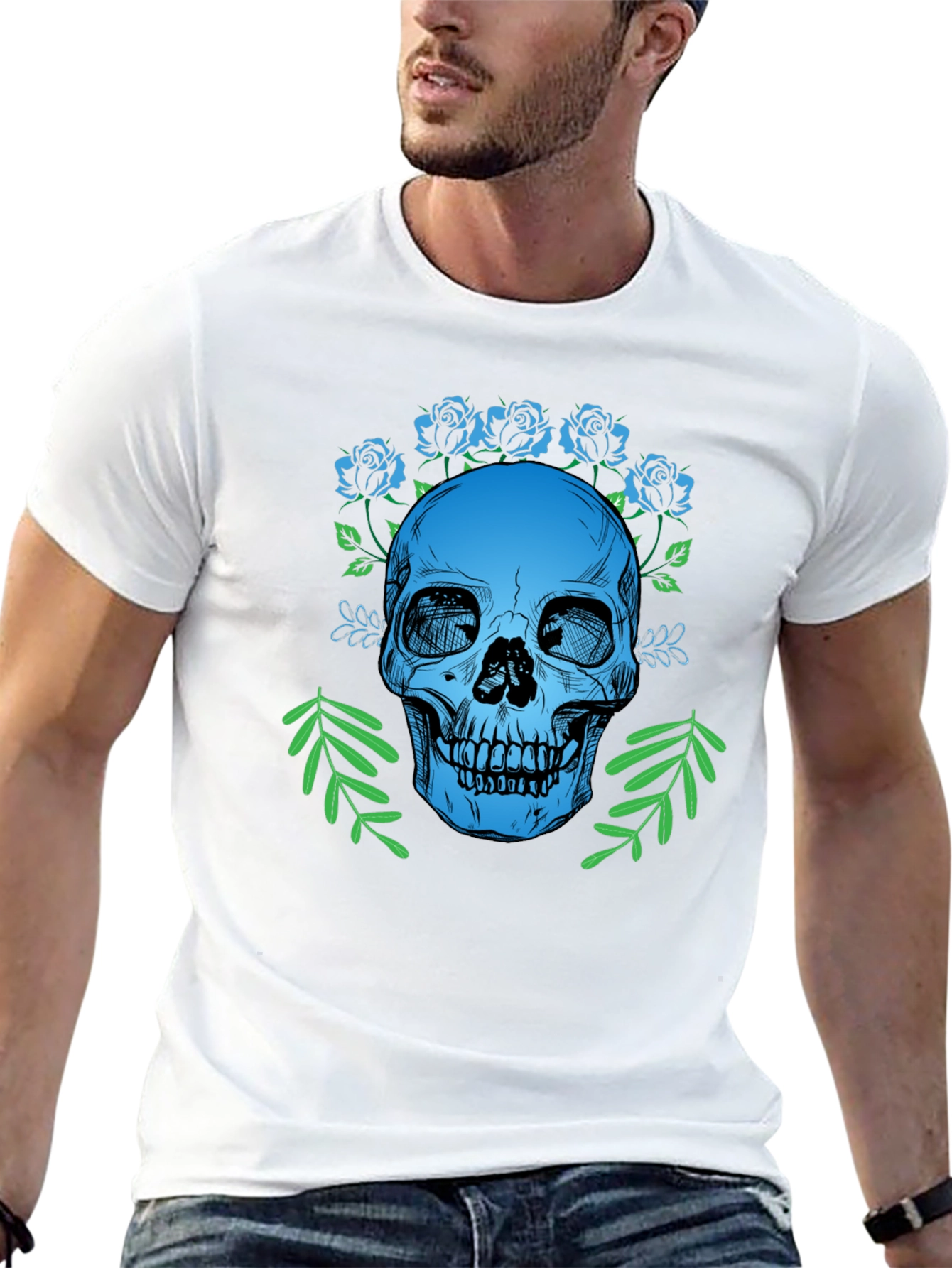 Skull & Roses Graphic T-Shirt - Gothic Style Tee