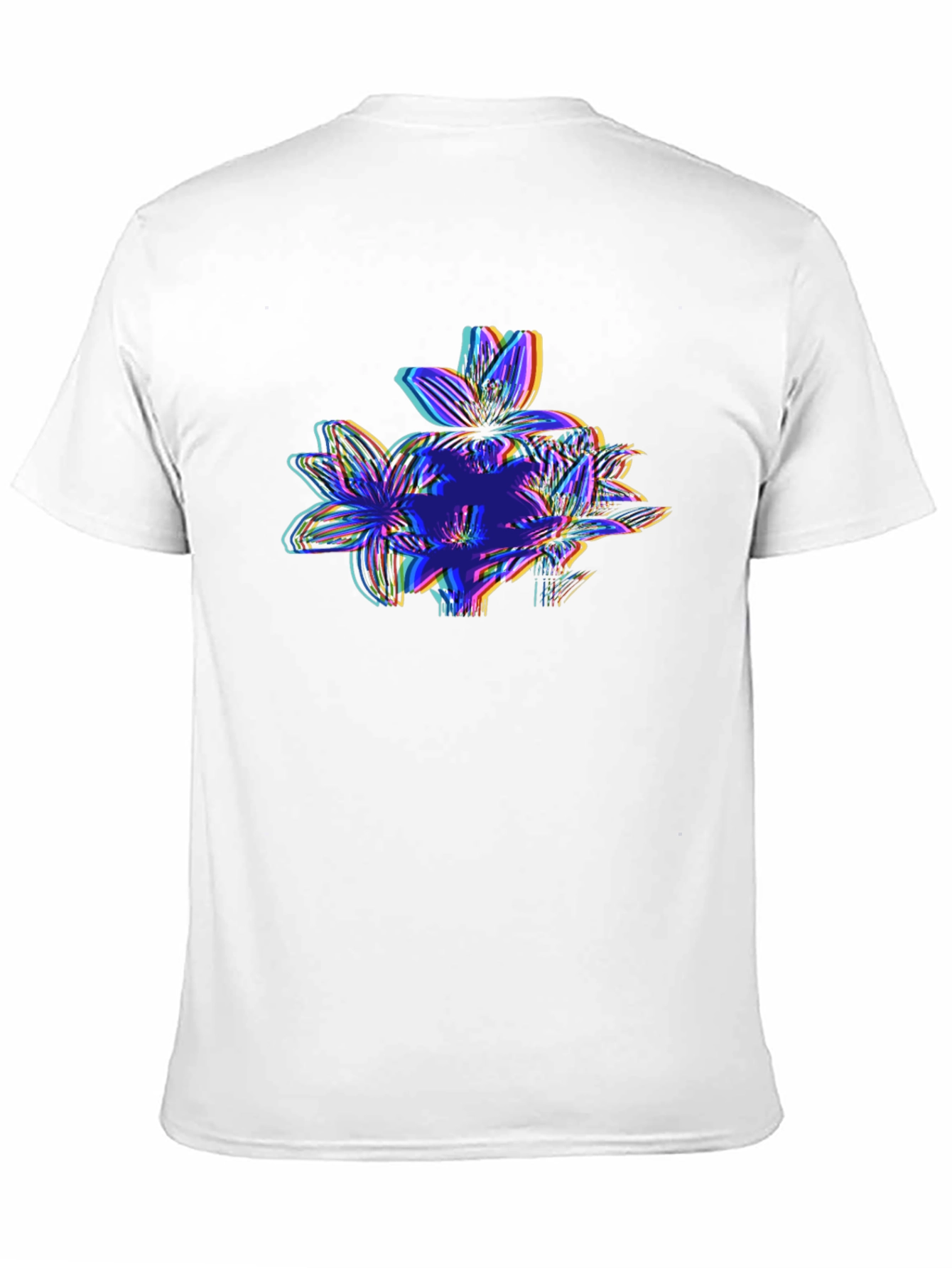 Vaporwave Floral Glitch Graphic Tee - Black