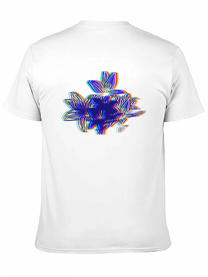 Vaporwave Floral Glitch Graphic Tee - Black