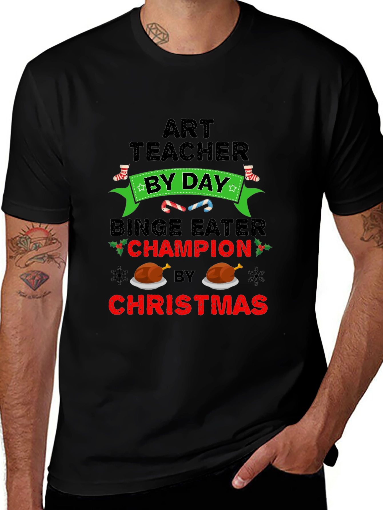 Art Teacher Binge Eater Christmas T-Shirt