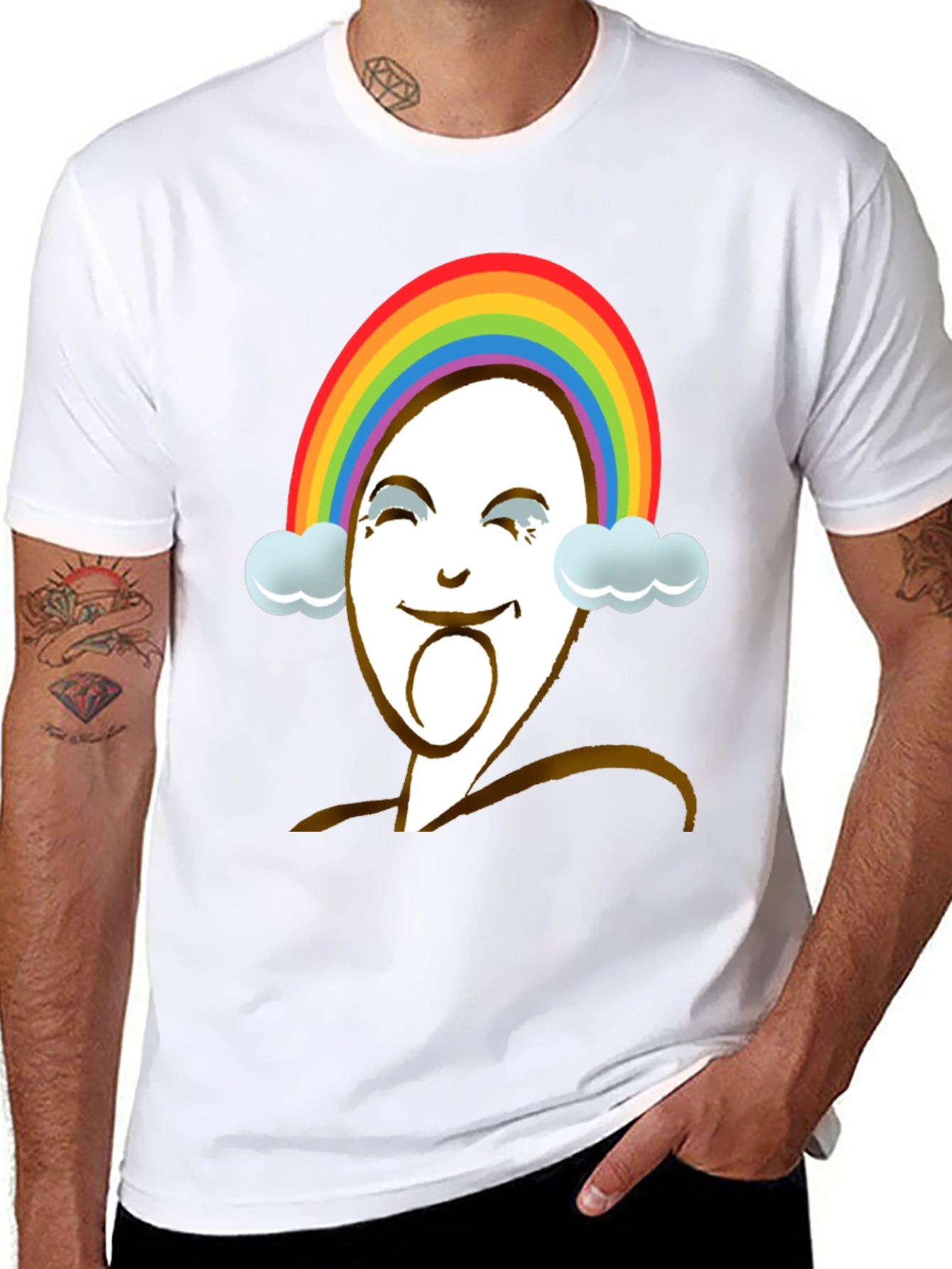 Rainbow Face Graphic Tee - Unique Design