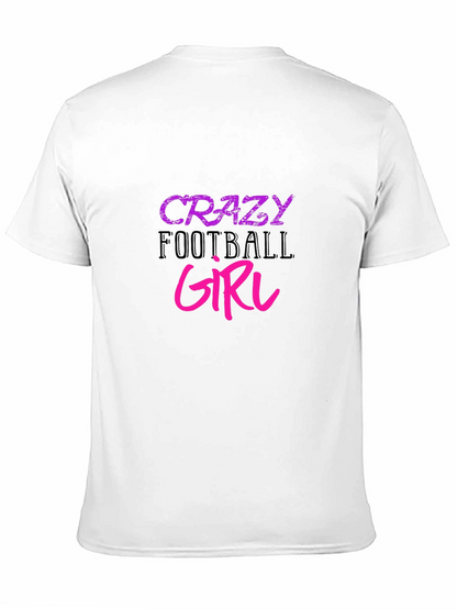 Crazy Football Girl Graphic Tee - Black Cotton T-Shirt
