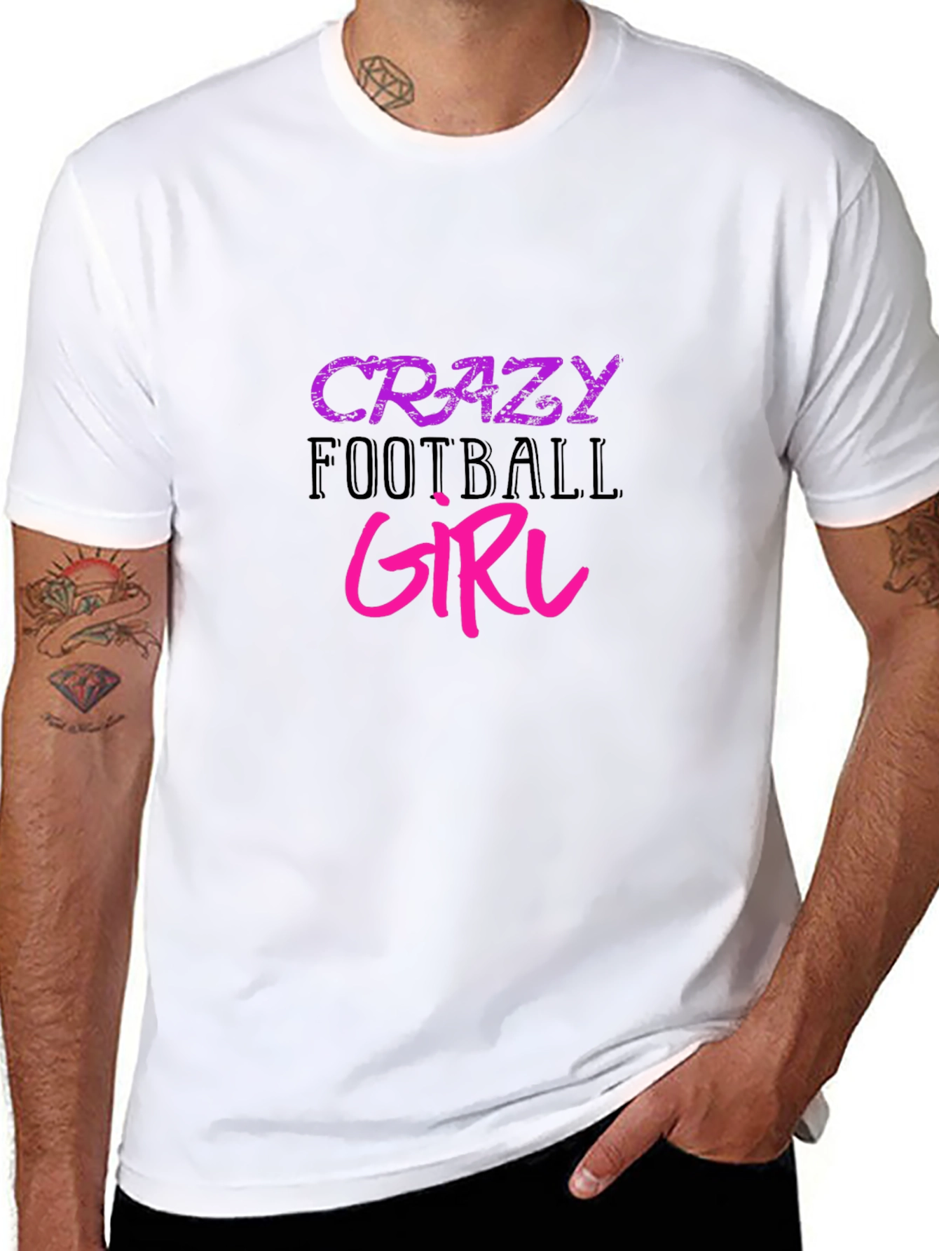 Crazy Football Girl Graphic Tee - Black Cotton T-Shirt