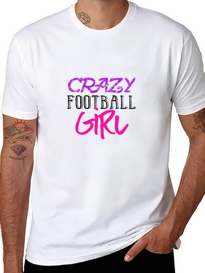 Crazy Football Girl Graphic Tee - Black Cotton T-Shirt