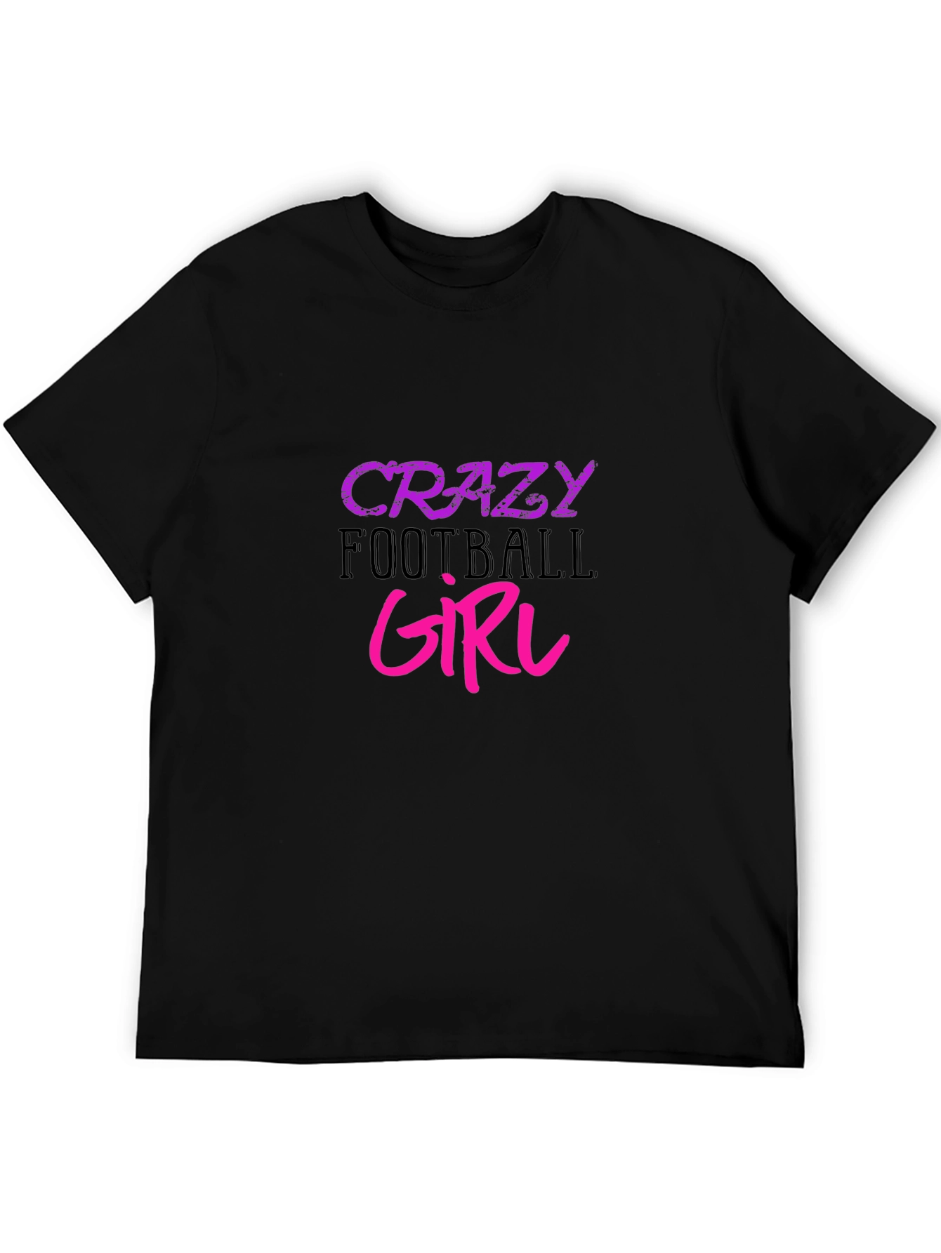Crazy Football Girl Graphic Tee - Black Cotton T-Shirt