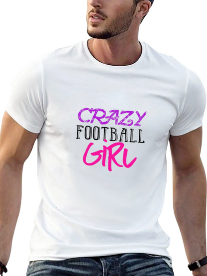Crazy Football Girl Graphic Tee - Black Cotton T-Shirt