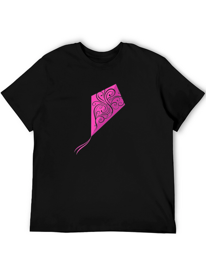 Black Tee with Pink Kite Graphic