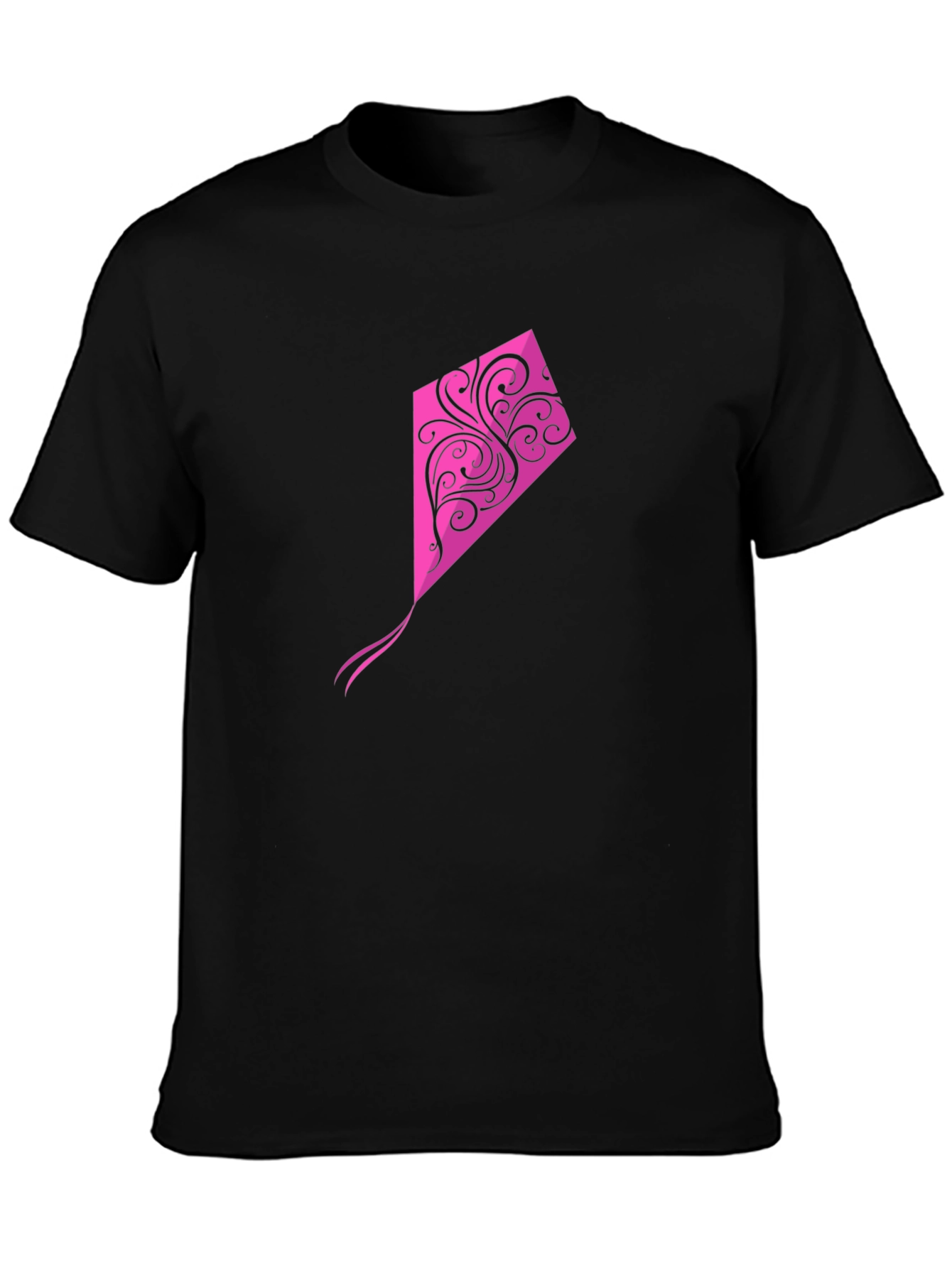 Black Tee with Pink Kite Graphic