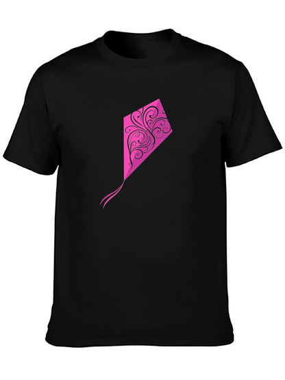 Black Tee with Pink Kite Graphic