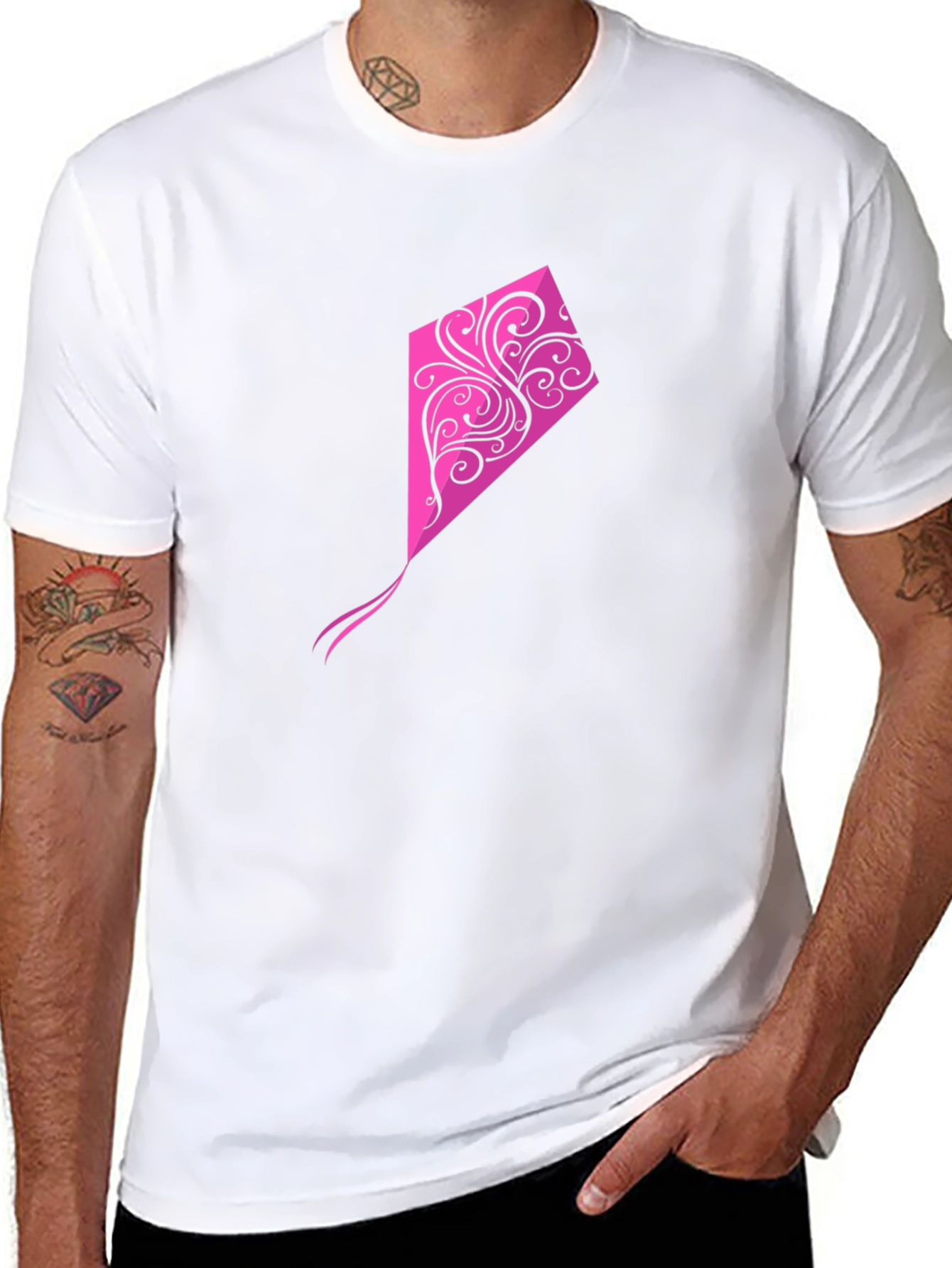 Black Tee with Pink Kite Graphic