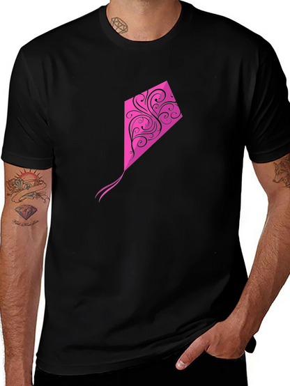 Black Tee with Pink Kite Graphic