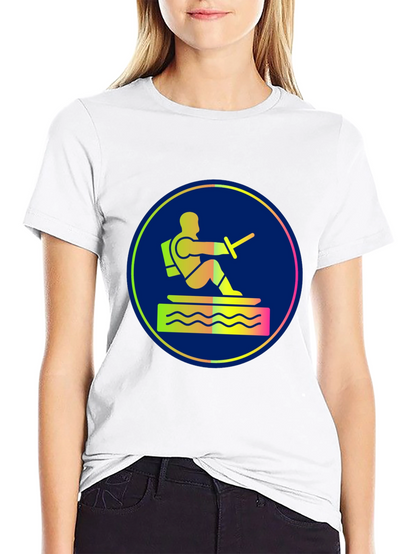 Water Ski Diver Graphic Tee - Black Cotton